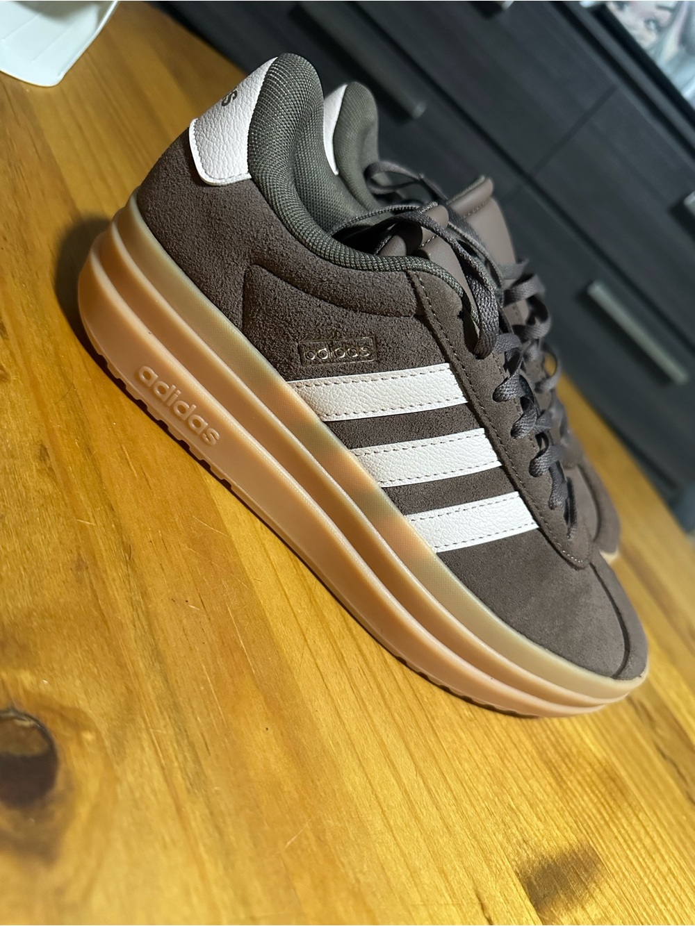 6 Youth 7 Women’s Adidas Women's VL Court Bold Shoes. Brown/Pink